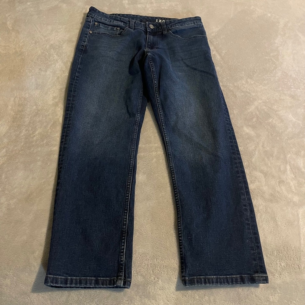 Vintage IZOD Mens Straight Fit Comfort Stretch Blue Denim Jeans 32x29 Y2K Casual